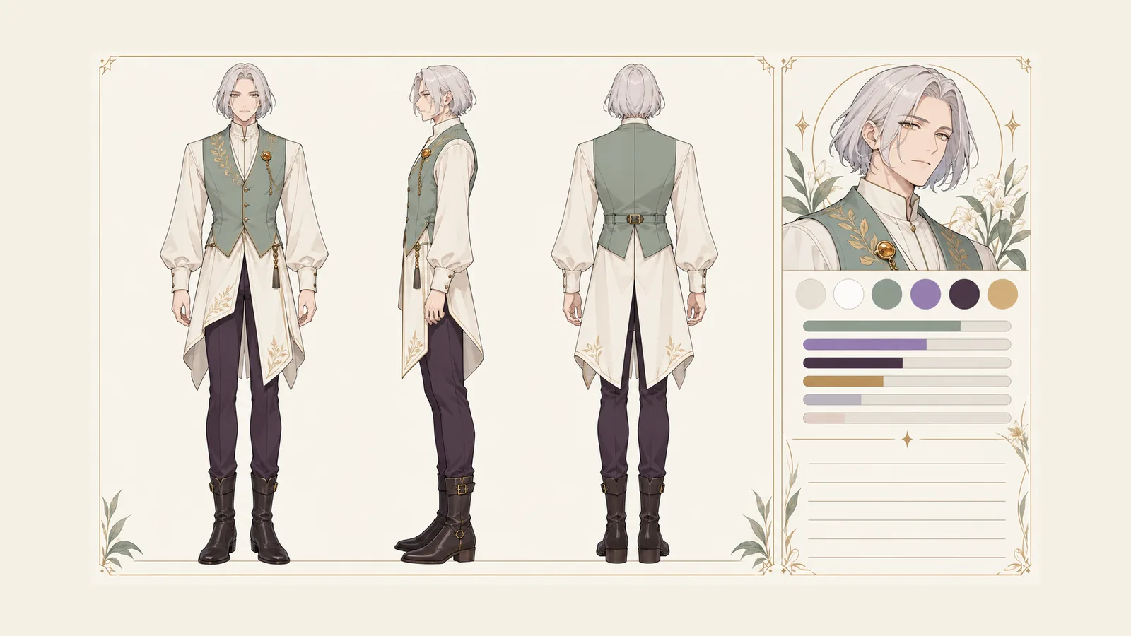 AI Character Sheet Generator That Draws Your OC From Every Angle — front, side and back character views