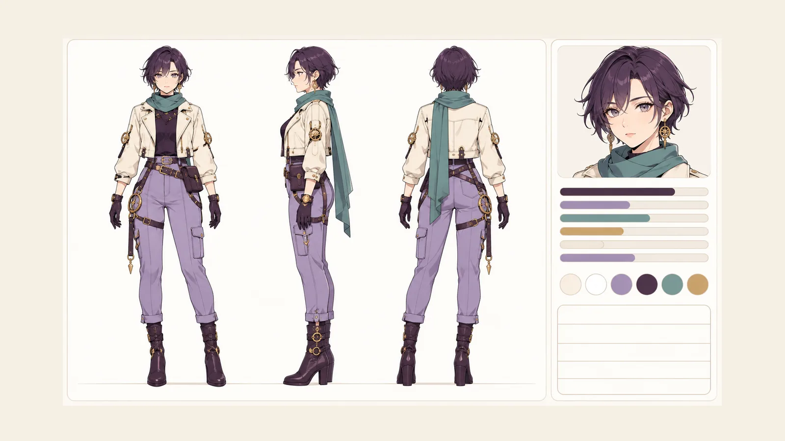 Character Turnaround Generator for Consistent Front, Side and Back Views — front, side and back character views